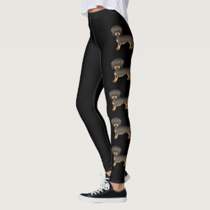 Wild Boar Wire Haired Dachshund Cute Cartoon Dogs Leggings