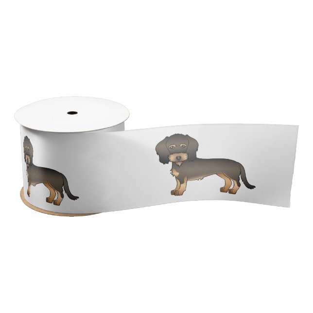 Wild Boar Wire Haired Dachshund Cute Cartoon Dogs Satin Ribbon (Spool)