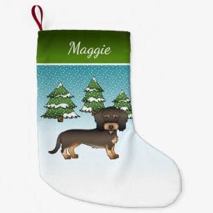 Wild Boar Wire Haired Dachshund Dog Winter Forest Small Christmas Stocking