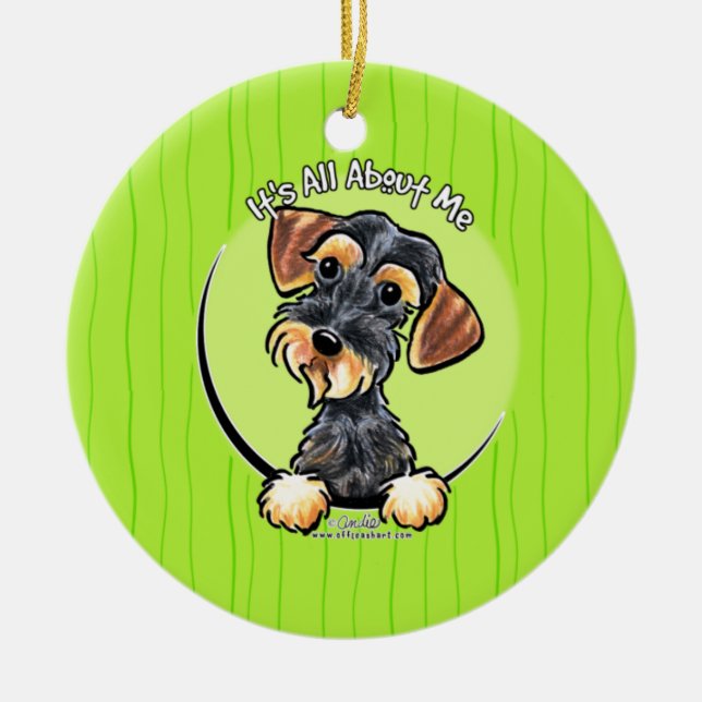 Wild Boar Wirehaired Dachshund IAAM Ceramic Tree Decoration (Front)