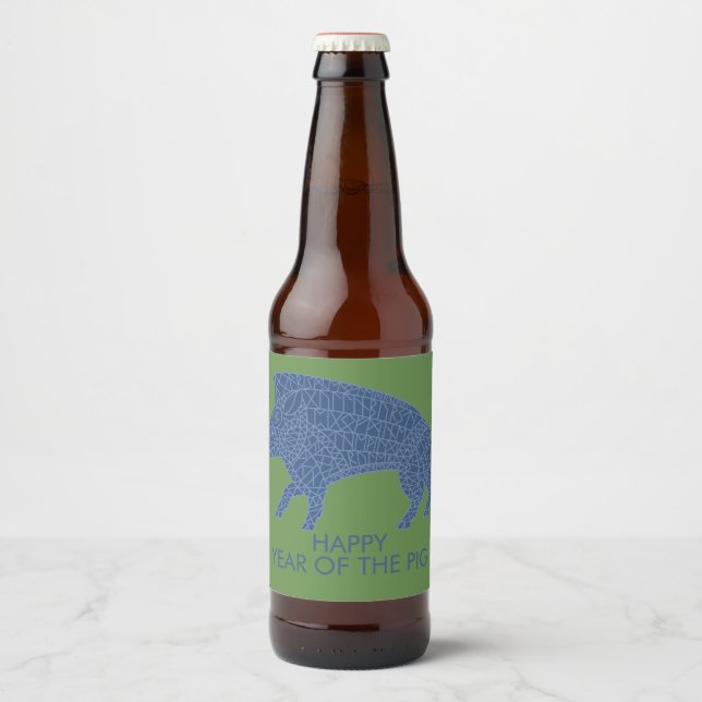 Wild Boar with Runes Beer Bottle Label (Front)
