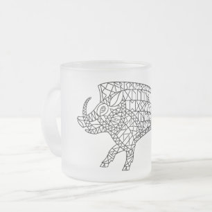 Wild Boar with Runes Frosted Glass Coffee Mug