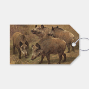 Wild Boars in a Grassy Landscape (by Rosa Bonheur) Gift Tags