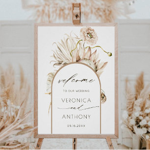 Wild Boho Protea Pampas Grass Wedding Welcome   Poster