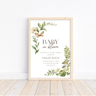 Wild Botanical Baby in Bloom Rustic Welcome Poster