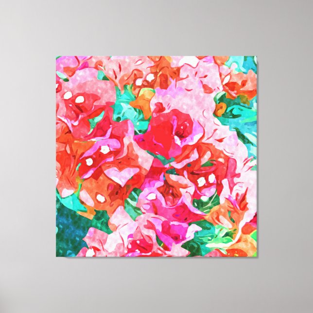 Wild Bougainvillea, Bloom Summer Floral Bohemian Canvas Print (Front)