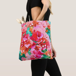 Wild Bougainvillea, Bloom Summer Floral Bohemian Tote Bag