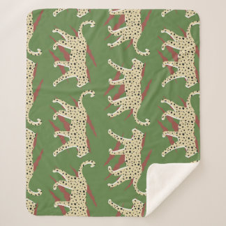 Wild Brushstrokes: Leopard in Repetition Sherpa Blanket