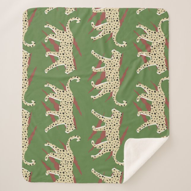Wild Brushstrokes: Leopard in Repetition Sherpa Blanket (Front)
