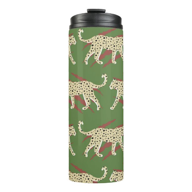 Wild Brushstrokes: Leopard in Repetition Thermal Tumbler (Front)