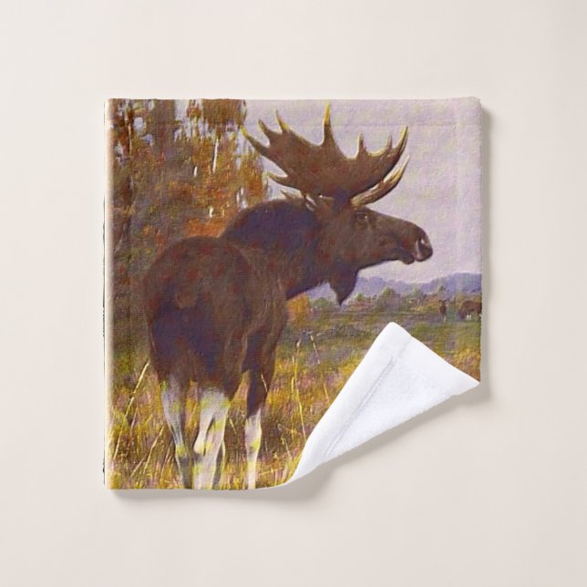 "Wild Bull Moose"Towel Bath Towel Set (Wash Cloth)