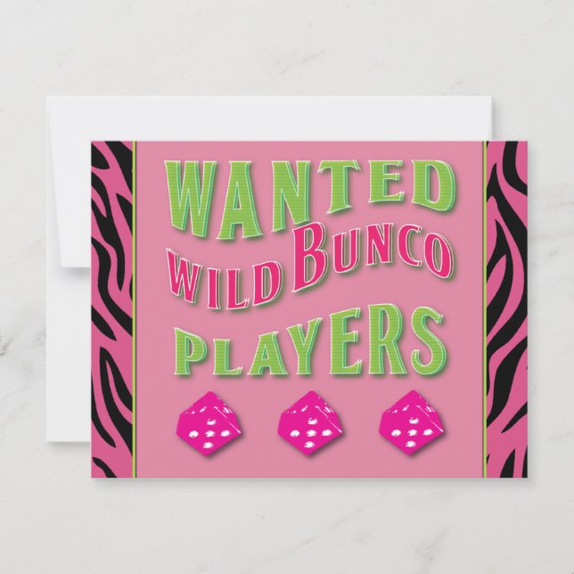 Wild Bunco Players Invitation (Front)
