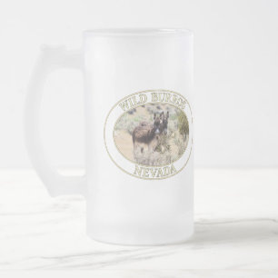 Wild Burros / Donkeys of Nevada Frosted Glass Beer Mug