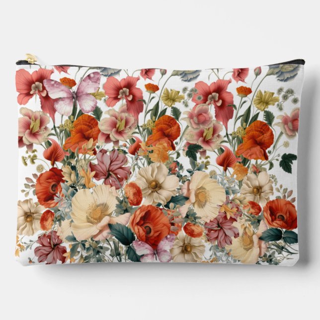 Wild Butterfly Flower Garden  Accessory Pouch (Front)