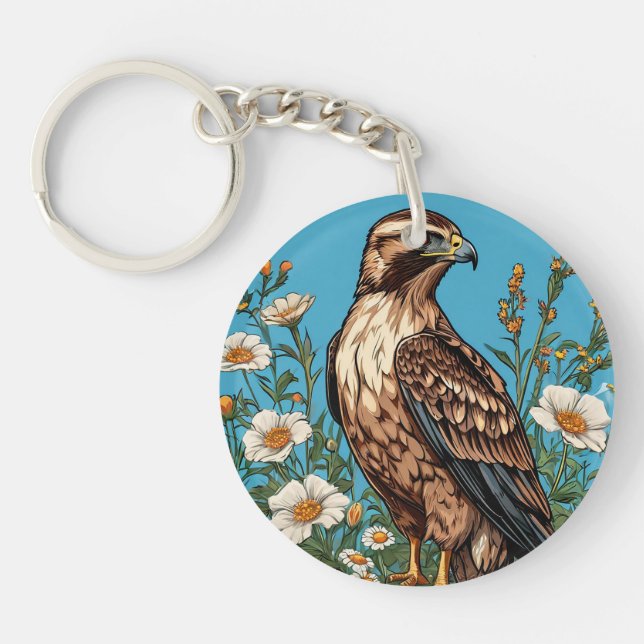 🦅 Wild Buzzard Bloom – Floral Nature Harmony Key Ring (Front)