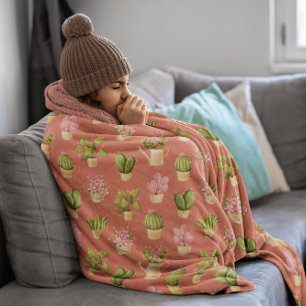 Wild Cactus Pattern Fleece Blanket