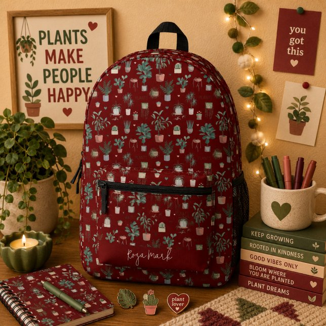 Wild Cactus Pattern Printed Backpack (Creator Uploaded)
