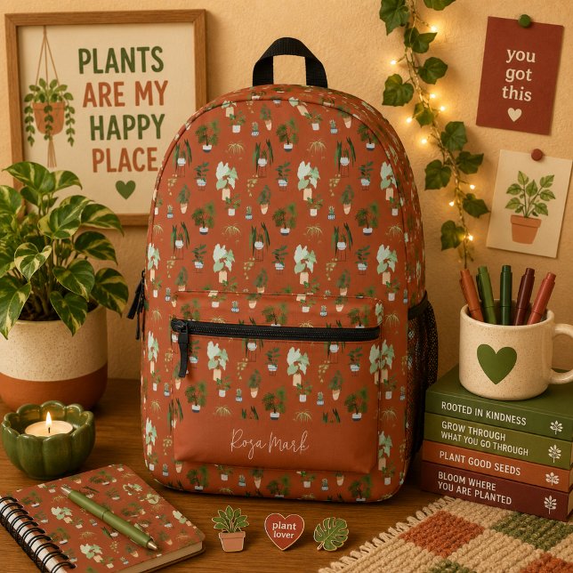 Wild Cactus Pattern Printed Backpack (Creator Uploaded)