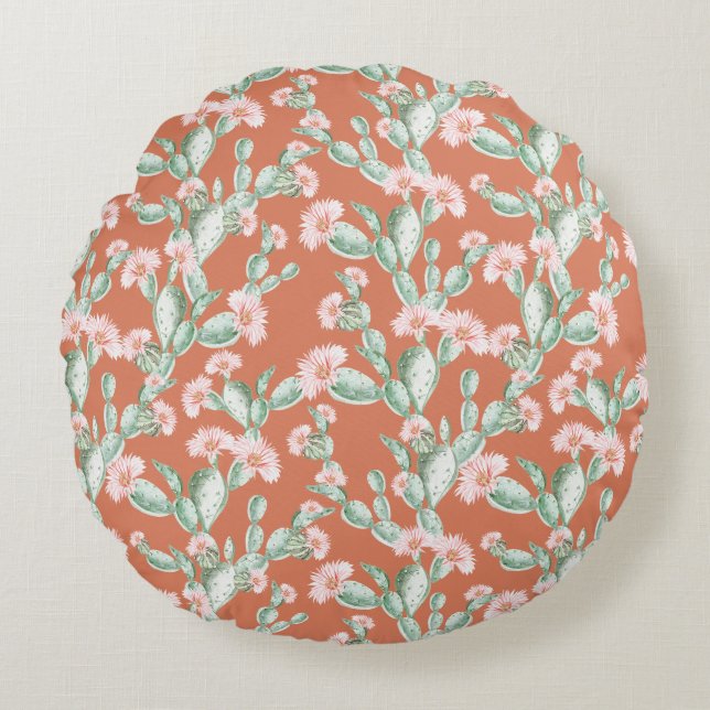 Wild Cactus Pattern Round Cushion (Front)