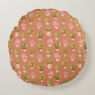 Wild Cactus Pattern Round Cushion
