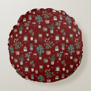 Wild Cactus Pattern Round Cushion