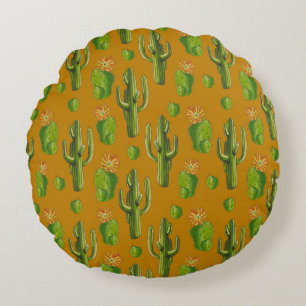 Wild Cactus Pattern Round Cushion