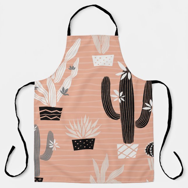 Wild Cactuses: Colourful Watercolor Pattern Apron (Front)