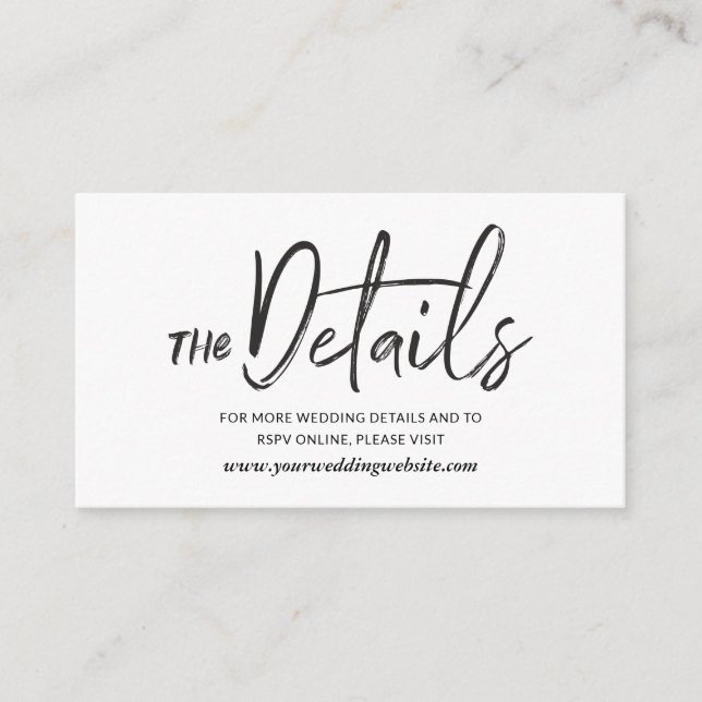 Wild Calligraphy Wedding Website Enclosure Card (Front)