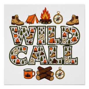 Wild Camp Camping Hiking Outdoor Adventure  Poster