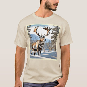 Wild Canadian Reindeer Design T-Shirt