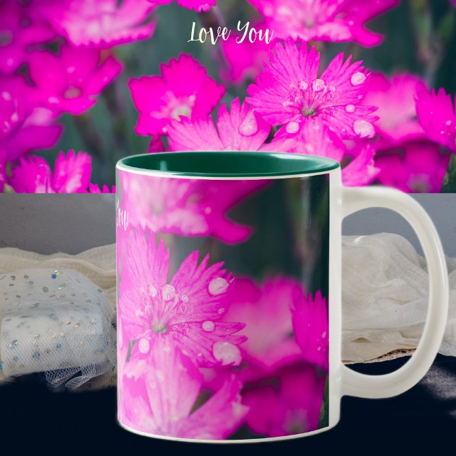 Wild carnations after rain Two-Tone coffee mug (Creator Uploaded)