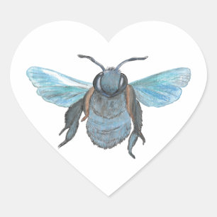 Wild Carpenter Bee Flying Heart Sticker
