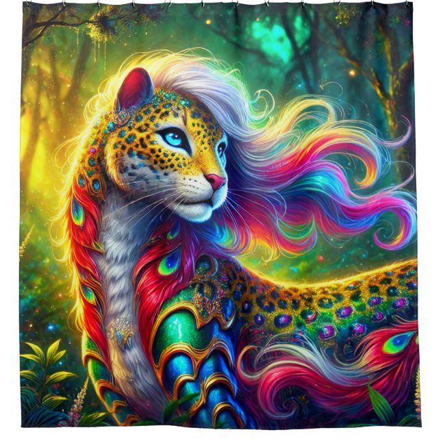 Wild Cat Art Shower Curtain (Front)