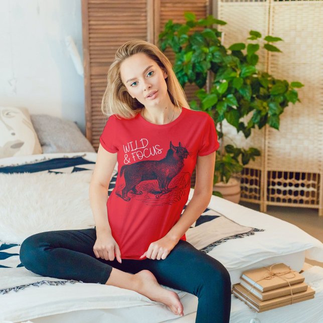 Wild Cat Eurasian Lynx Women Men Red T-Shirt (Creator Uploaded)