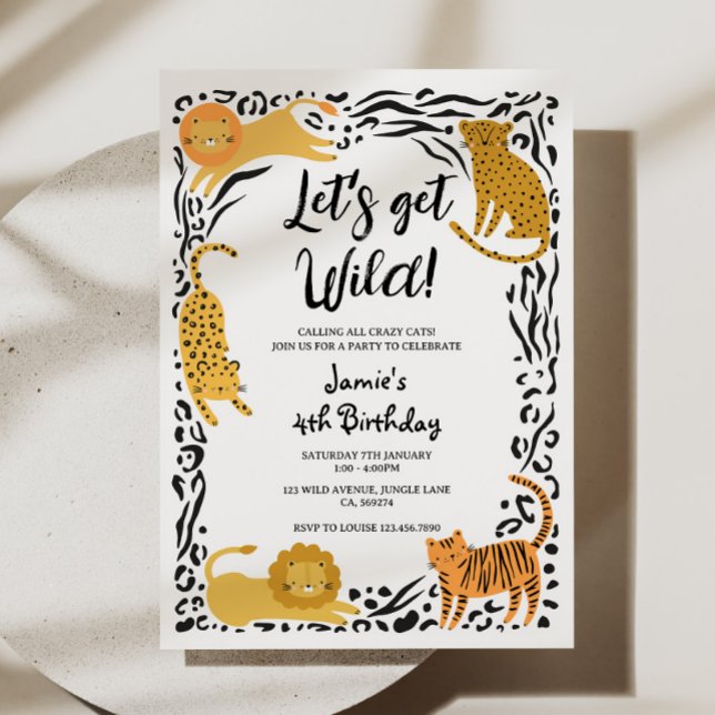 Wild Cat Jungle Birthday Party Invitation (Creator Uploaded)
