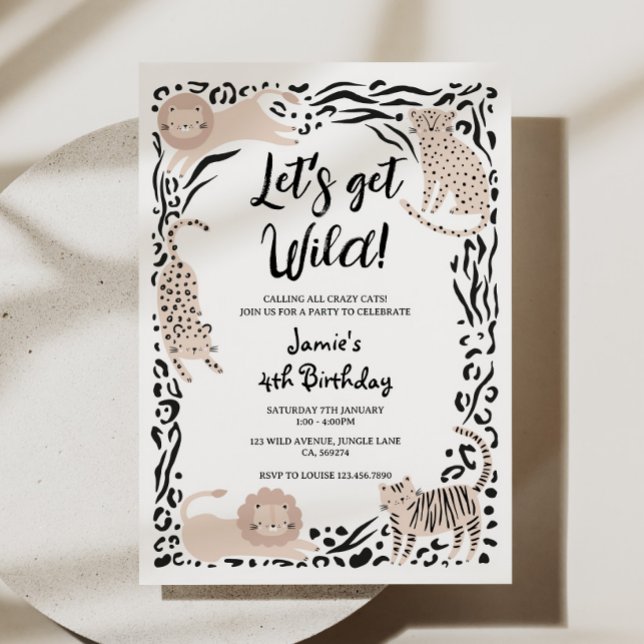 Wild Cat Jungle Birthday Party Invitation (Creator Uploaded)