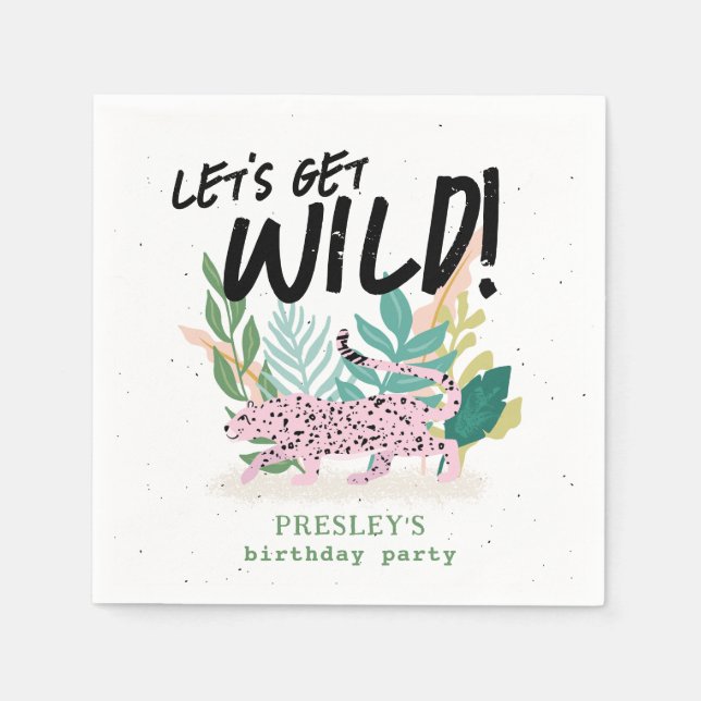 Wild Cat Kids Birthday Personalised Party Napkins (Front)