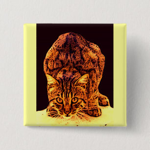 WILD CAT KITTEN 15 CM SQUARE BADGE