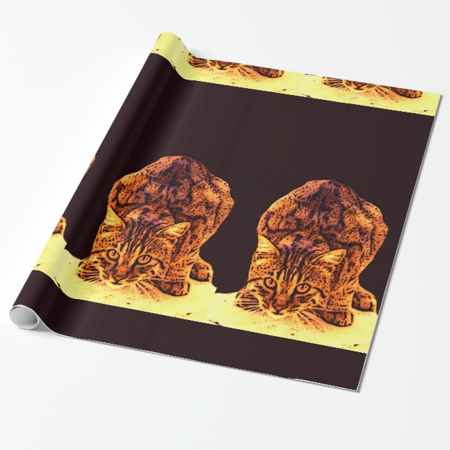WILD CAT KITTEN WRAPPING PAPER (Unrolled)