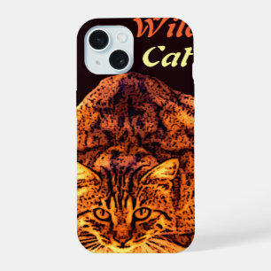 WILD CAT KITTEN Yellow Brown iPhone 15 Case