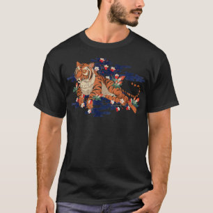 Wild Cat Sakura Jungle Animal Cherry Blossom Asian T-Shirt
