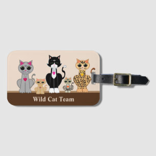 Wild Cat Team on Beige & Brown Luggage Tag