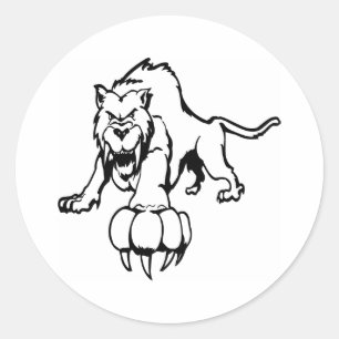 Wild cat, wildcat, bobcat, cat, panther, puma, mou classic round sticker