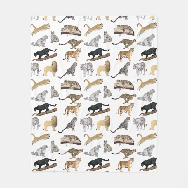 Wild Cats Pattern Fleece Blanket (Front)