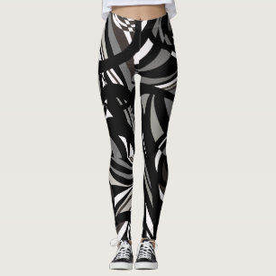 Wild Checks and Swirls of Black White and Grey Leggings