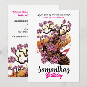 Wild Cherry Blossom Birthday Invitation