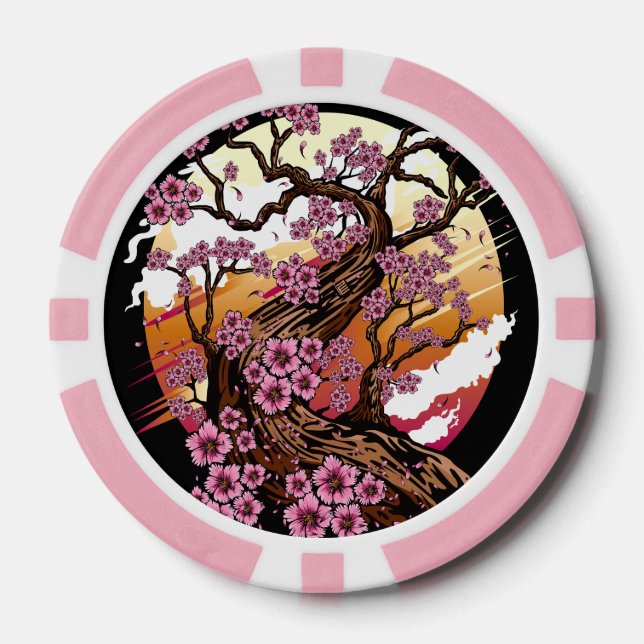 Wild Cherry Blossom Poker Chips (Front)