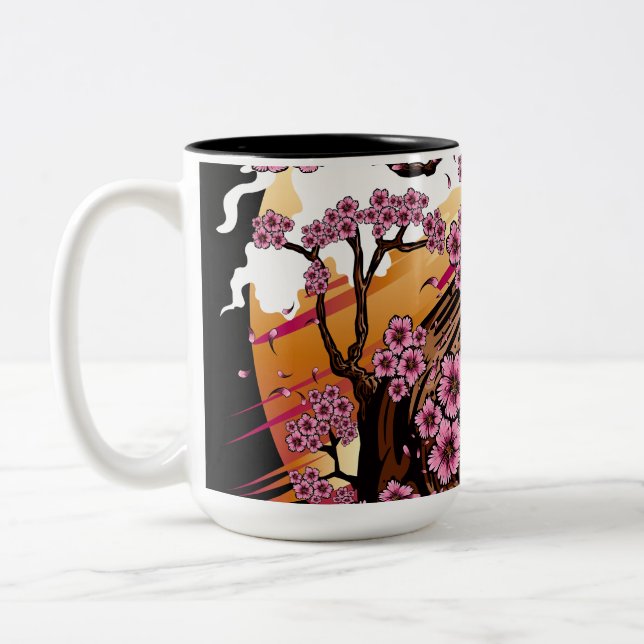 Wild Cherry Blossom Two-Tone Coffee Mug (Left)