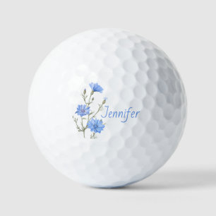 Wild Chicory Flower Botanical Custom Name Golf Balls