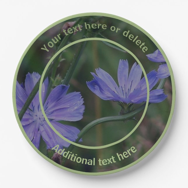Wild Chicory Flowers Personalised Party   Paper Plate (Front)